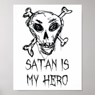 Satan is mijn Hero Halloween Costume Word Design Poster