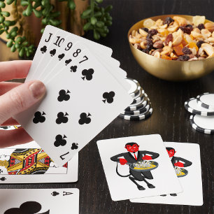 Satan roostert zondaars pokerkaarten