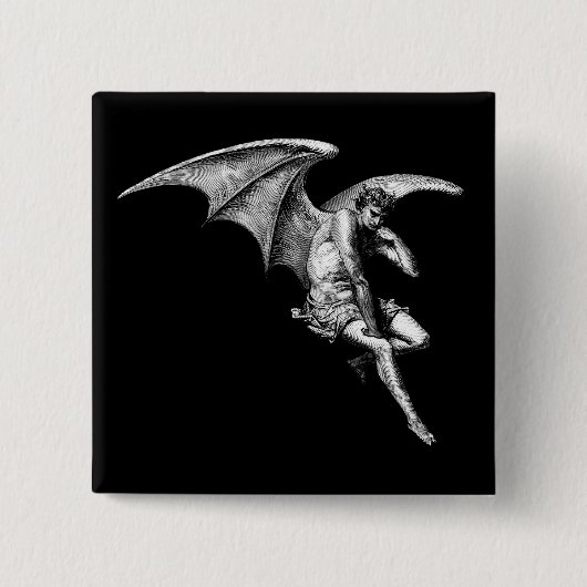 Satan Thinking Pin Vierkante Button 5,1 Cm (Voorkant)