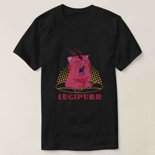 Satanic Cat Occultism Hail Lugipurr Santan Cat T-shirt (Design voorkant)