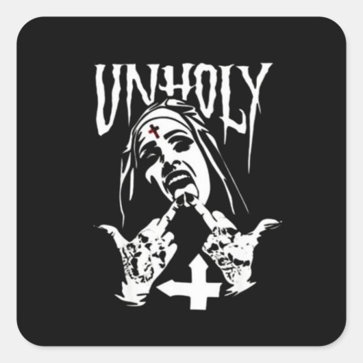 Satanic Nun Tattoos Unholy Vierkante Sticker (Voorkant)