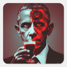 Satanic Obama Drink de bloeddruk van Amerika Vierkante Sticker