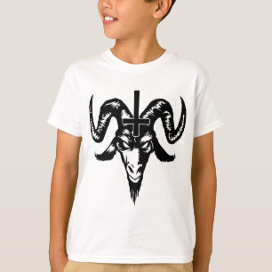 Satanische geitenkop met kruis (zwart) t-shirt