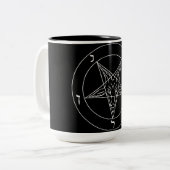 Satanische Pentagram Tweekleurige Koffiemok (Voorkant links)