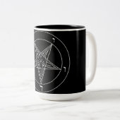Satanische Pentagram Tweekleurige Koffiemok (Voorkant rechts)