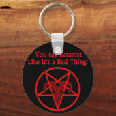 Satanist Bad Ding Donk Humor Goat Pentacle Sleutelhanger (Voorkant)