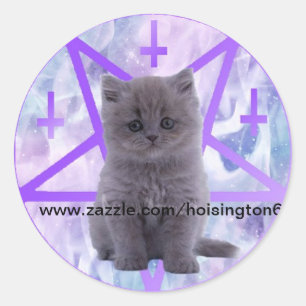 satanist kat voor hoisington6 ronde sticker