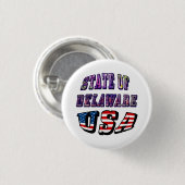 Sate van Delaware Afbeelding en Vlagtekst VS Ronde Button 3,2 Cm (Voorkant /achterkant)