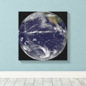 Satelliet-afbeelding van de aarde canvas afdruk (Insitu (Houten vloer))