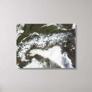 Satelliet-afbeelding van de bergketen van de Alpen Canvas Afdruk