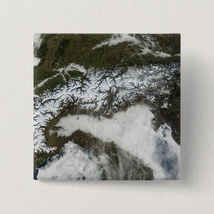 Satelliet-afbeelding van de bergketen van de Alpen Vierkante Button 5,1 Cm