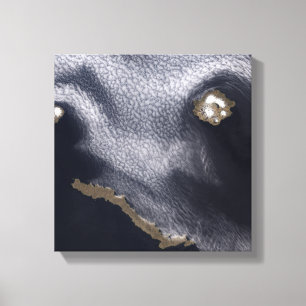 Satelliet-afbeelding van het eiland Semisopochnoi Canvas Afdruk