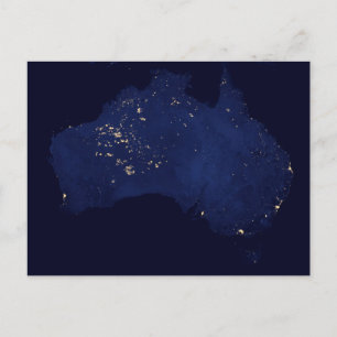 Satelliet de nachtlichten van Australië. Briefkaart
