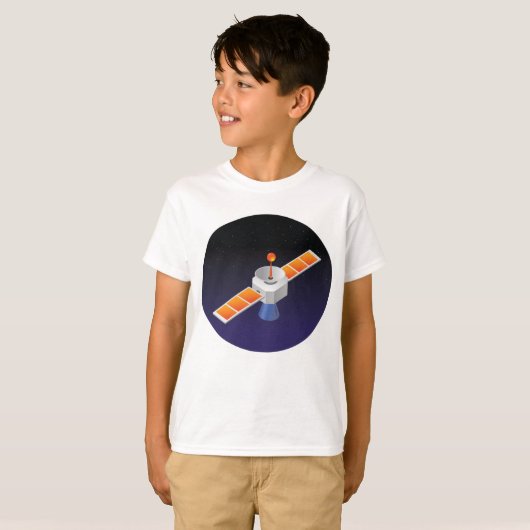 Satelliet in de ruimte t-shirt (Voorkant volledig)
