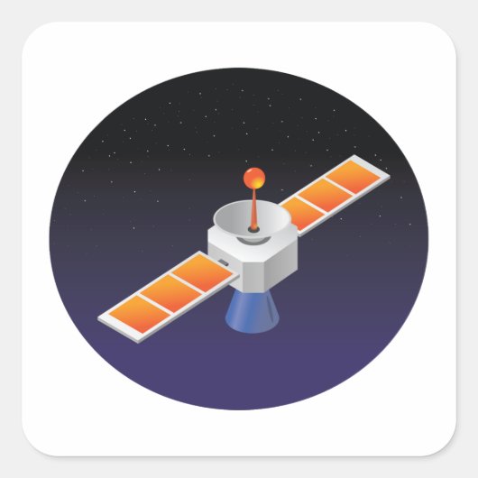 Satelliet in de ruimte vierkante sticker (Voorkant)