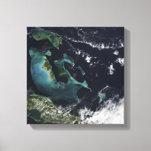 Satelliet-uitzicht van de Bahama-eilanden Canvas Afdruk