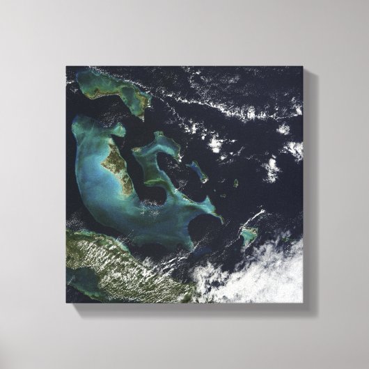 Satelliet-uitzicht van de Bahama-eilanden Canvas Afdruk (Voorkant)