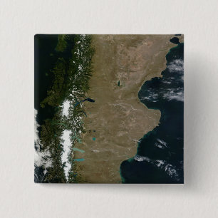 Satelliet-uitzicht van de regio Patagonia Vierkante Button 5,1 Cm