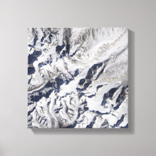 Satelliet-uitzicht van een gletsjer van de Himalay Canvas Afdruk