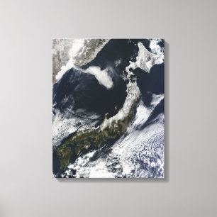 Satelliet-uitzicht van Japan Canvas Afdruk