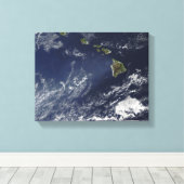 Satelliet-uitzicht van vulkanische mist canvas afdruk (Insitu (Houten vloer))