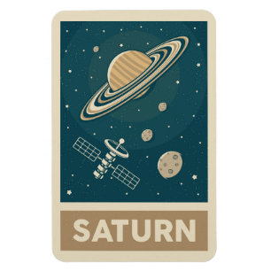 Satelliet van Saturn Retro Magneet