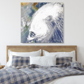 Satellietafbeelding van een tyfoon canvas afdruk (Insitu (Slaapkamer))