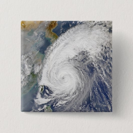 Satellietafbeelding van een tyfoon vierkante button 5,1 cm (Voorkant)