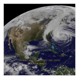 Satellietbeeld van orkaan Sandy Perfect Poster