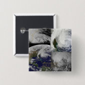 Satellietcollage Uitzicht van orkaan Sandy Vierkante Button 5,1 Cm (Voorkant /achterkant)