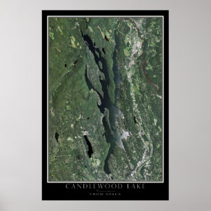 Satellietkaart van het Connecticut-meer van Candle Poster