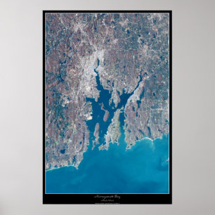 Satellietsatellietposter van Narragansett Bay Rhod Poster