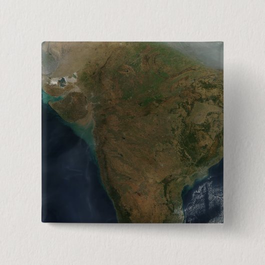 Satellietuitzicht van Centraal-India Vierkante Button 5,1 Cm (Voorkant)