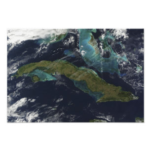 Satellietuitzicht van Cuba Foto Afdruk