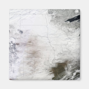 Satellietuitzicht van een massaal winterstorm bove magneet