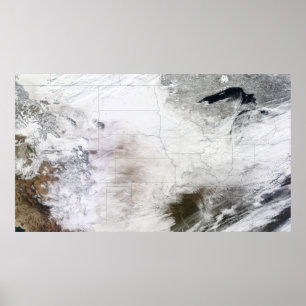 Satellietuitzicht van een massaal winterstorm bove poster