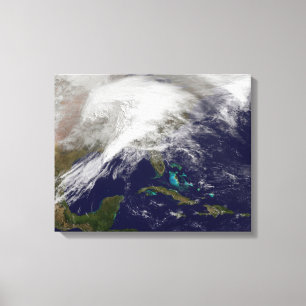 Satellietuitzicht van een zwaar winterstorm canvas afdruk