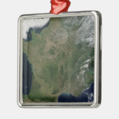 Satellietuitzicht van Frankrijk Metalen Ornament (Links)