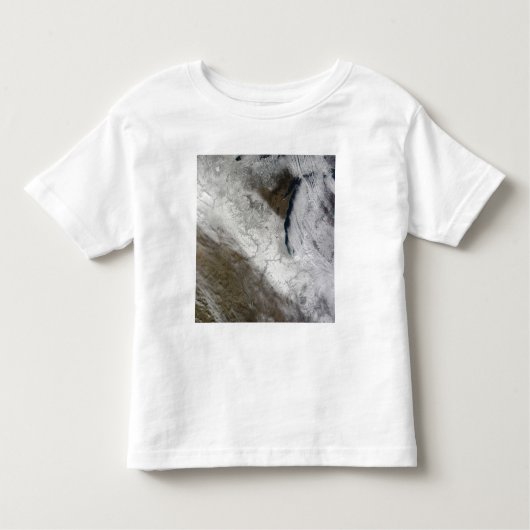 Satellietuitzicht van sneeuw en koud kinder shirts (Voorkant)