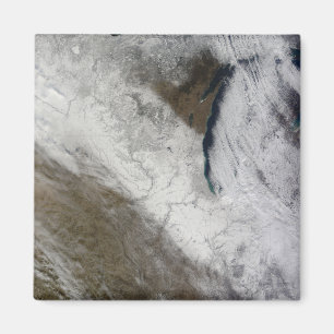 Satellietuitzicht van sneeuw en koud magneet