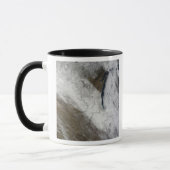 Satellietuitzicht van sneeuw en koud mok (Links)