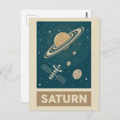 Satellite Saturn Retro Galaxy Briefkaart (Voorkant / Achterkant)