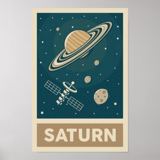 Satellite Saturn Retro Galaxy Poster (Voorkant)