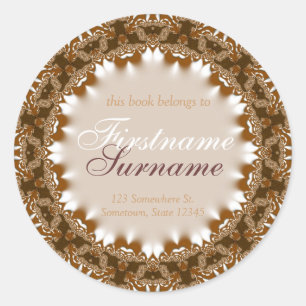 Satijn Aarde Kant Boekplaat Label Sticker