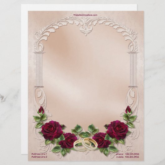 Satijn Trouwen in Roze - Aanpassen Custom Briefhoofd (Voorkant / Achterkant)