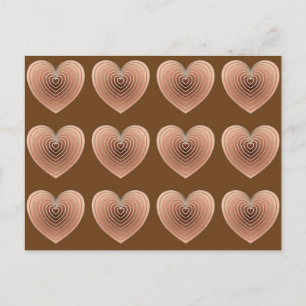 Satijneharten in chocolade bruin briefkaart