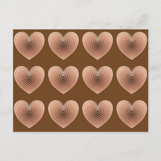 Satijneharten in chocolade bruin briefkaart (Voorkant)
