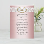 Satin and lace Wedding Invitation Pink Kaart (Staand voorkant)