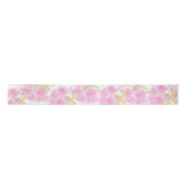 Satin Aquarelle en fleurs de printemps rose, ruban blanc (Devant)