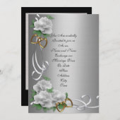 satin argenté faire-part de mariage (Devant / Derrière)